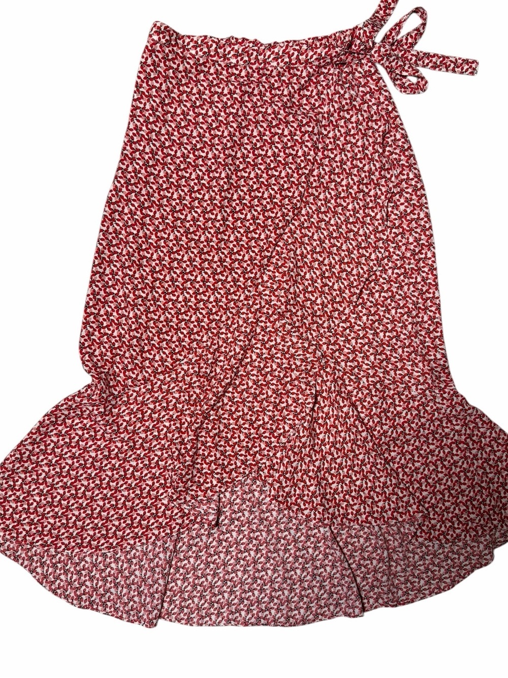 Max Studio Ditsy Floral RedWrap Midi Skirt Romantic Boho Size S - Picture 5 of 11